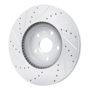 Buick Regal Brake Rotor (1) - Front Right - R1 Concepts - Drilled & Slotted - Silver - `13-`19